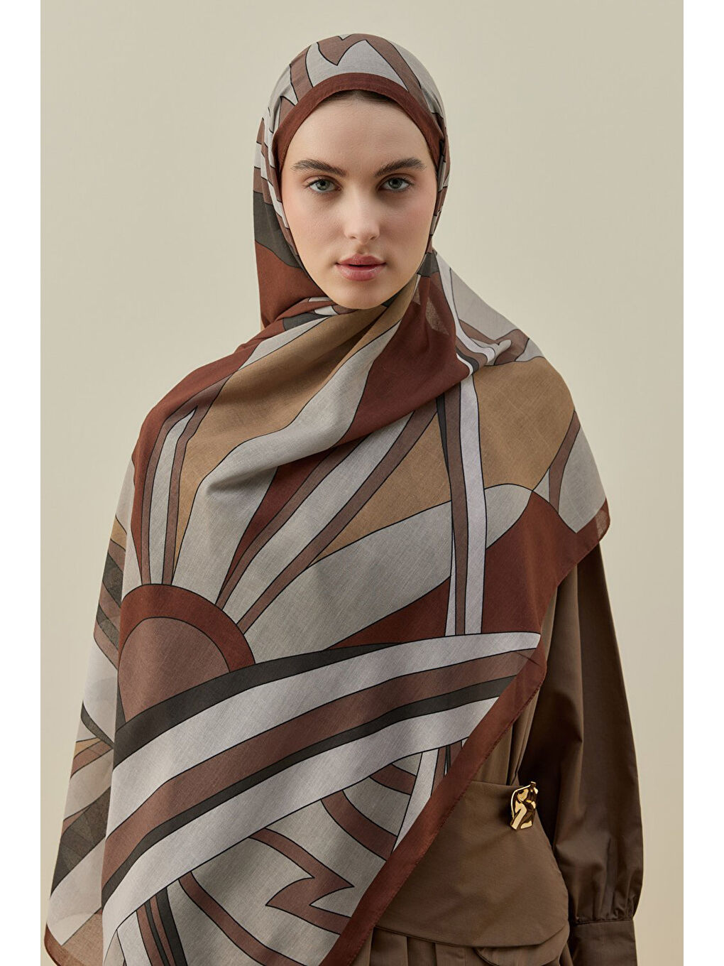 Kahverengi Mucci Kadın Şal 2611 Kahve-1