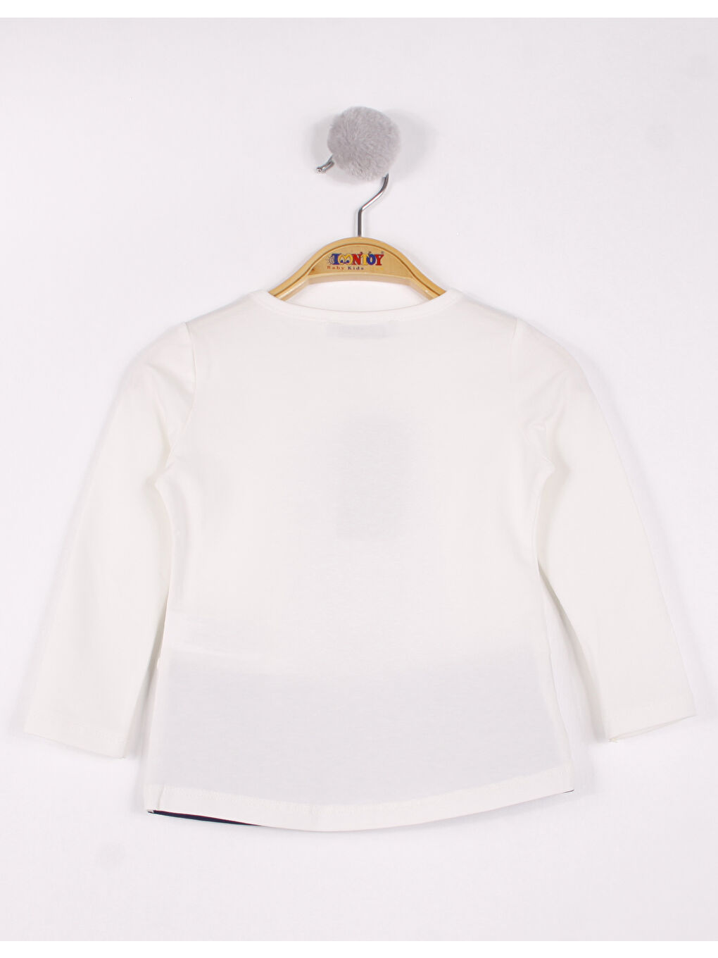 Ekru Kız Çocuk Kedi Nakışlı T-Shirt-1