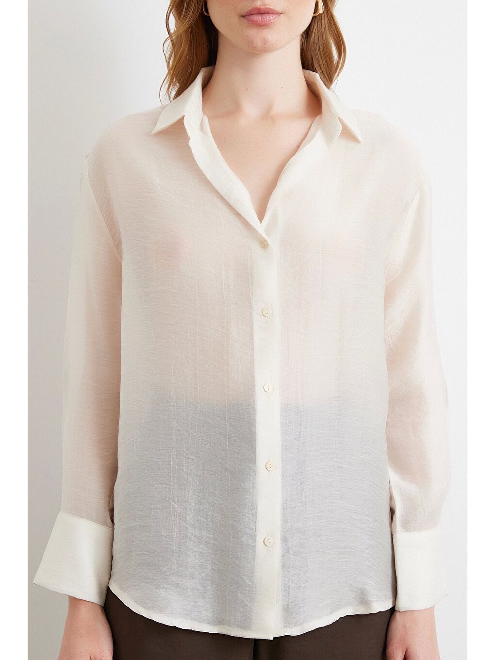 İnce Modal Gömlek Ekru-3