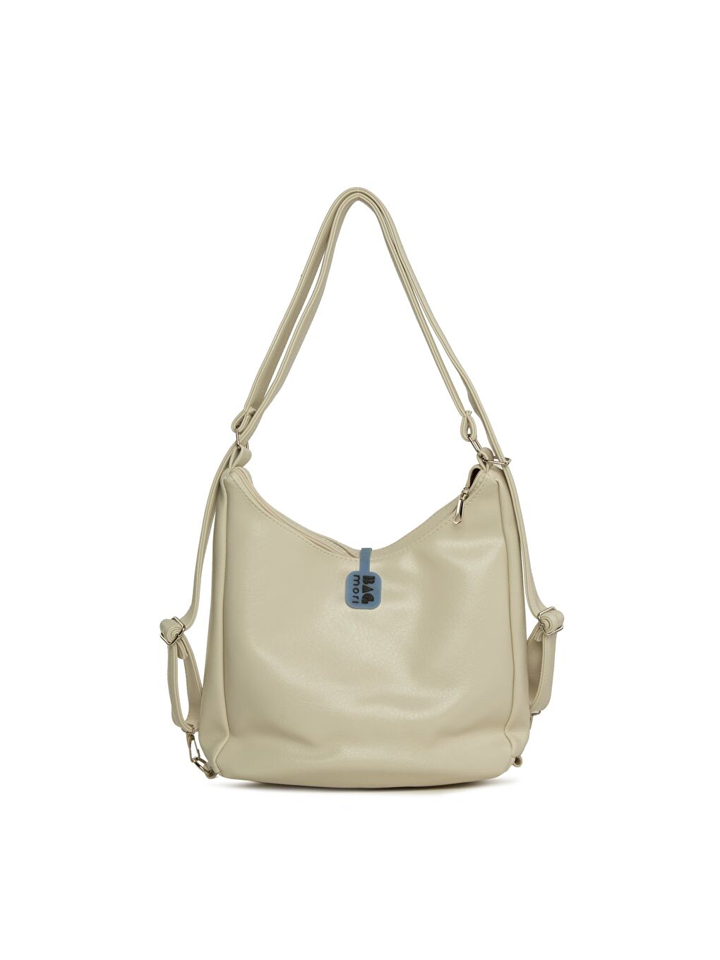 Ekru Çift Fermuarlı Salaş Askılı ve Sırt Çantası-2