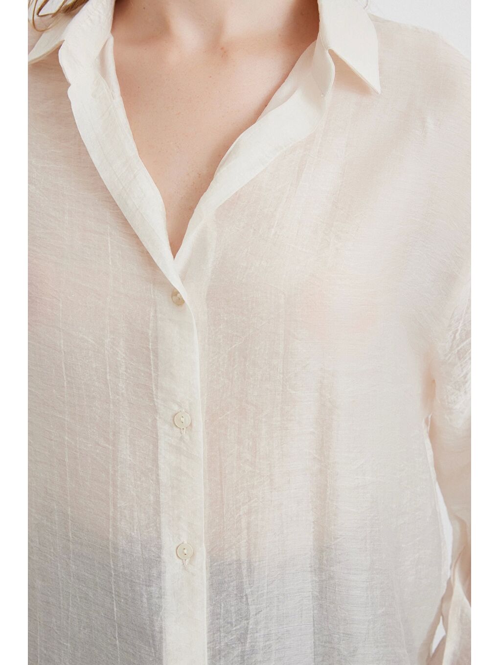 İnce Modal Gömlek Ekru-4
