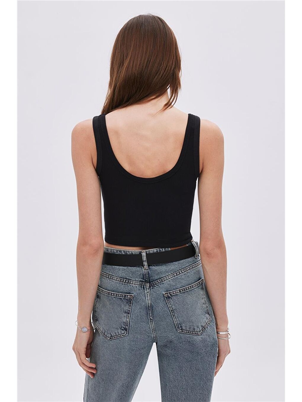 Siyah V Yaka Crop Atlet-4