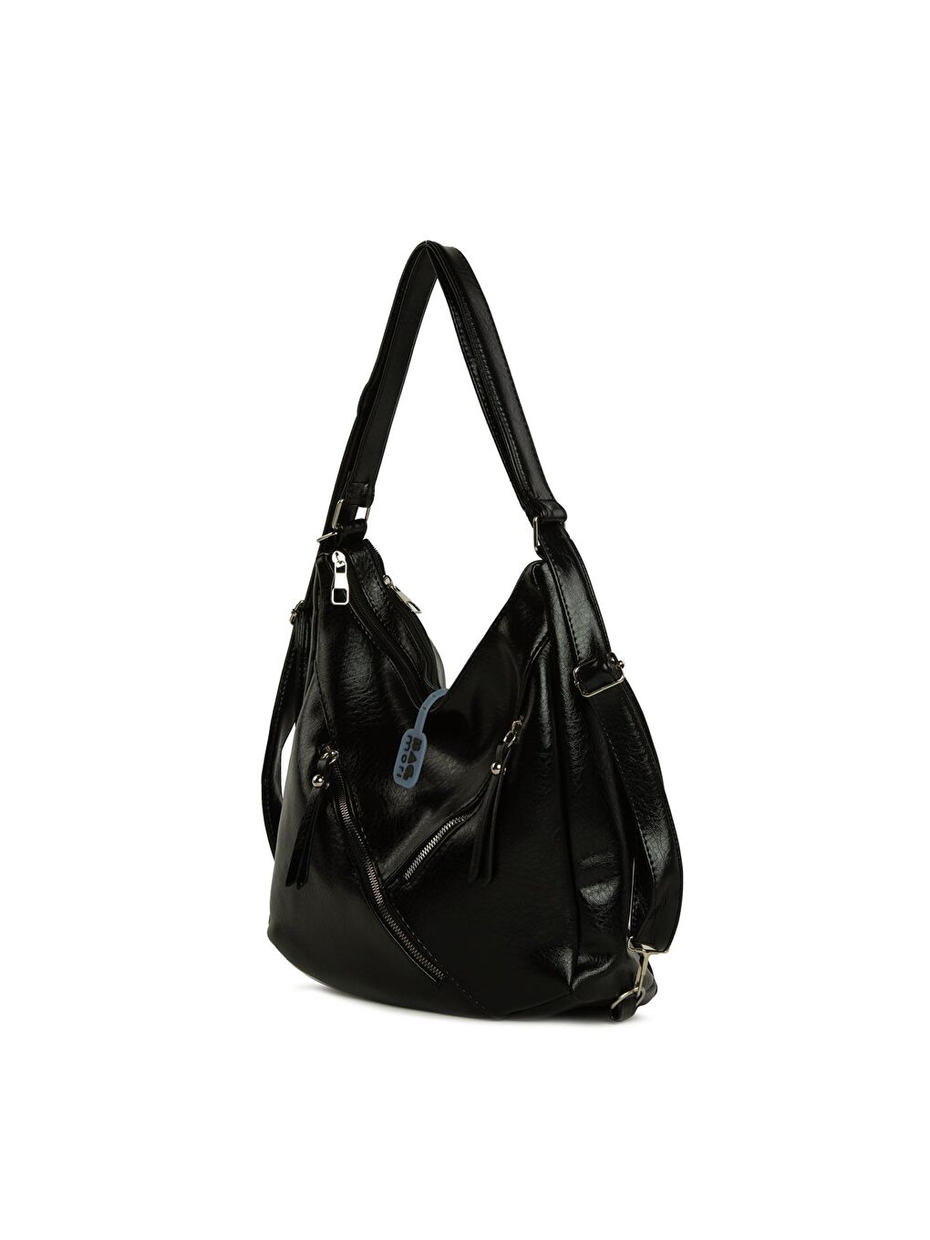 Siyah Çift Fermuarlı Salaş Askılı ve Sırt Çantası-1