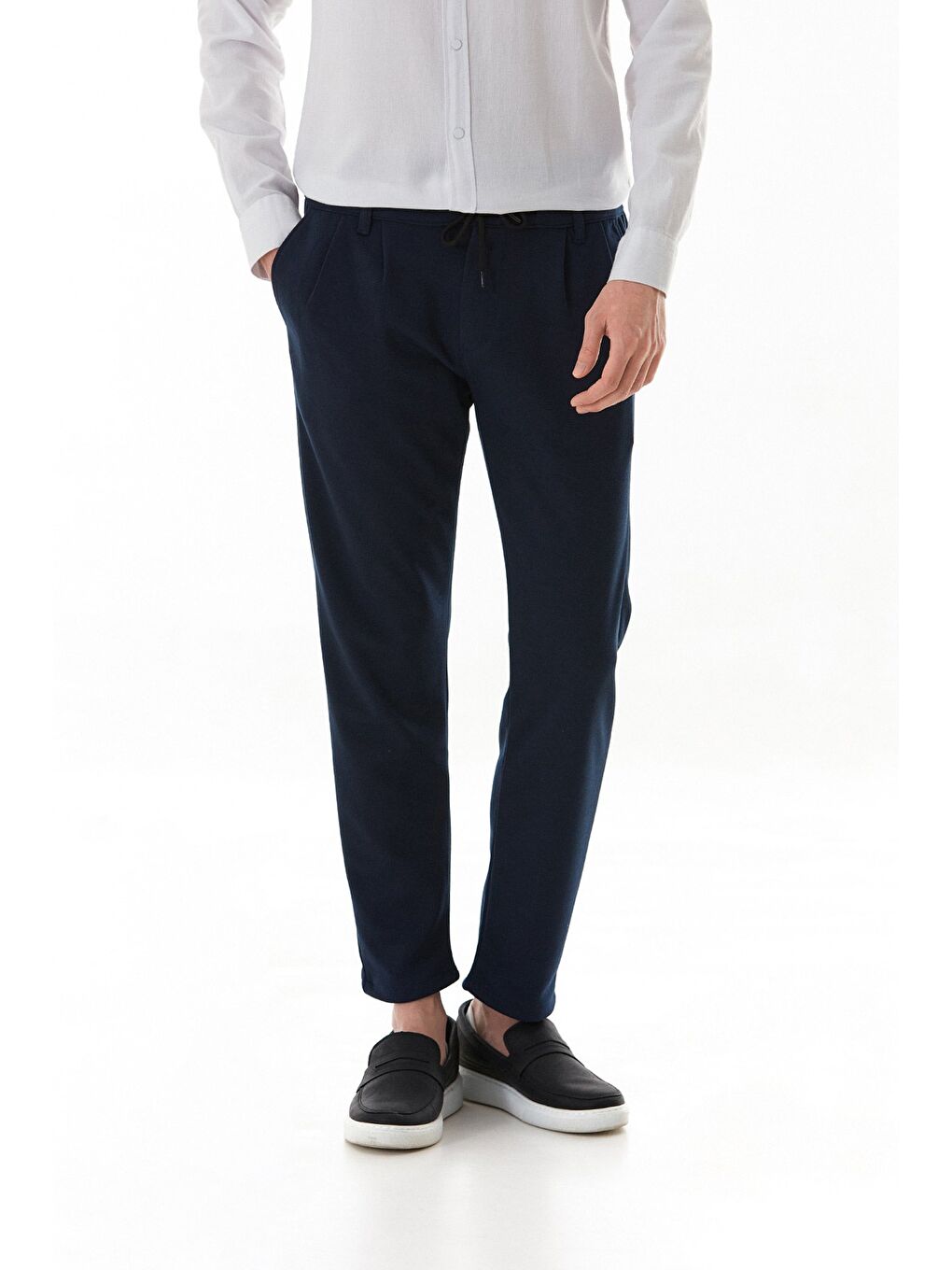 Lacivert Beli Bağlamalı Jogger Pantolon-1