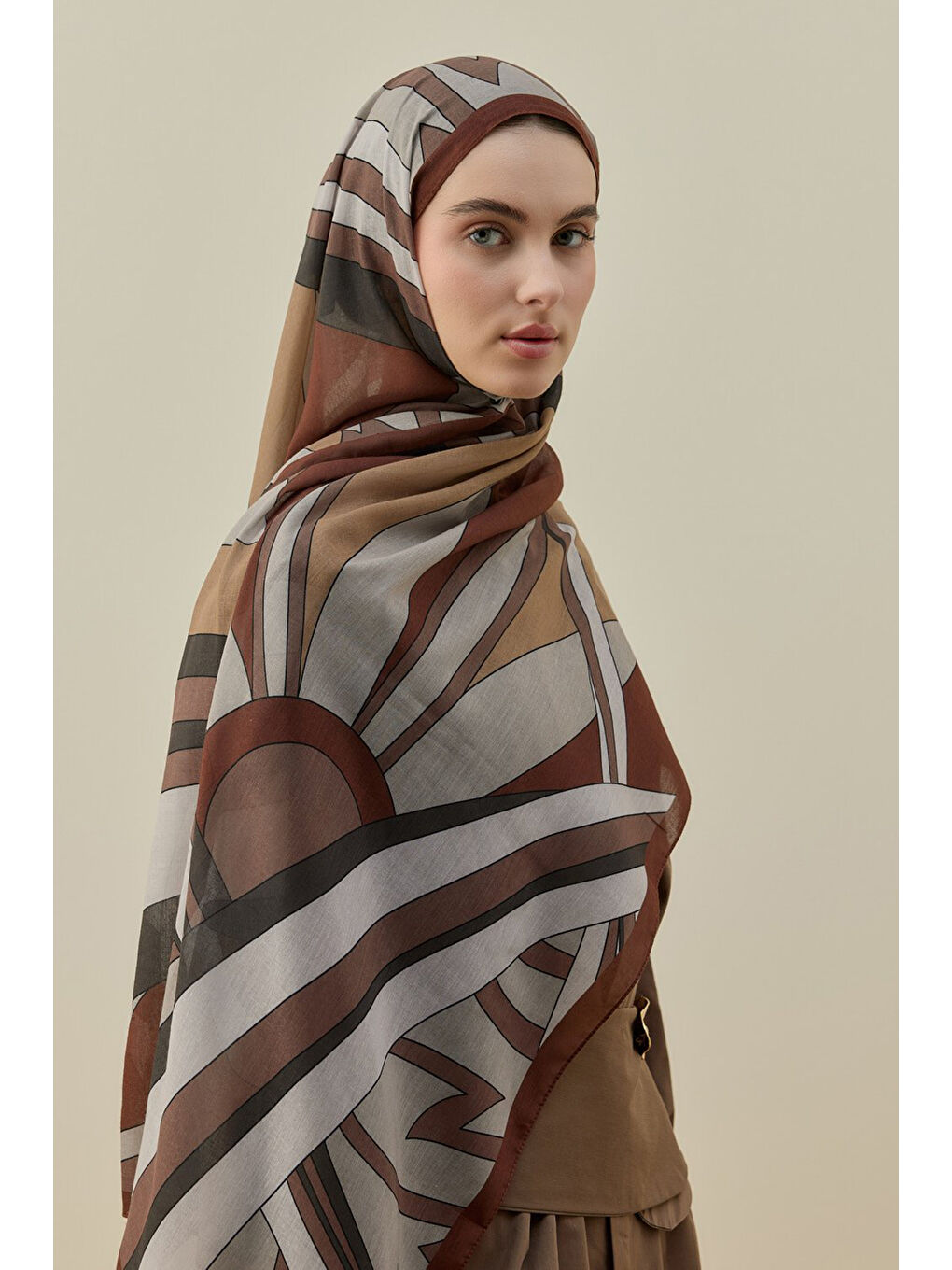Kahverengi Mucci Kadın Şal 2611 Kahve-3