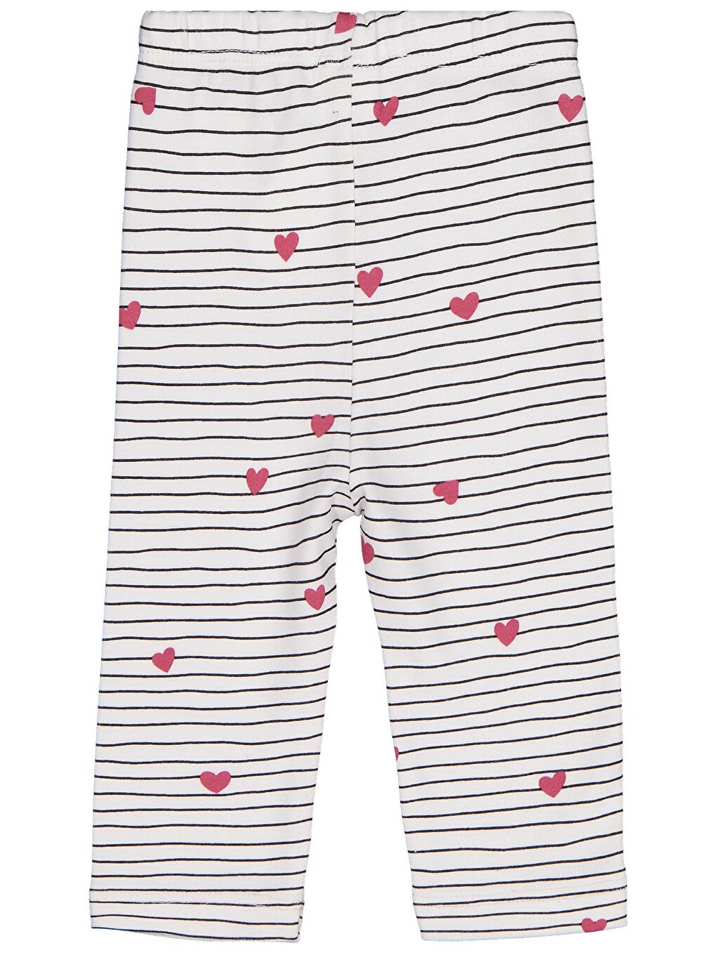 Baby Çizgi Kalp Empirme 6-18 Ay Tek Alt Bebe - Ekru-1