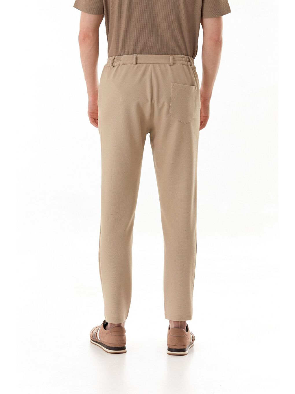 Bej Waffle Kumaş Cepli Jogger Pantolon-2