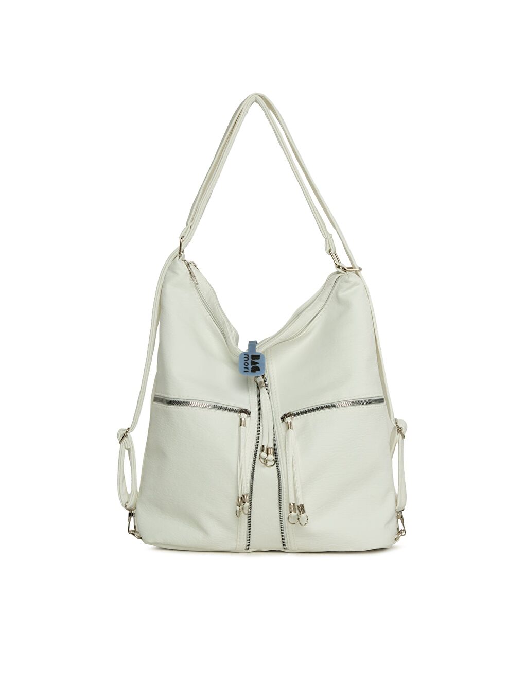 Beyaz Yumuşak Dokulu Elcik Detaylı Askılı ve Sırt Salaş Çanta