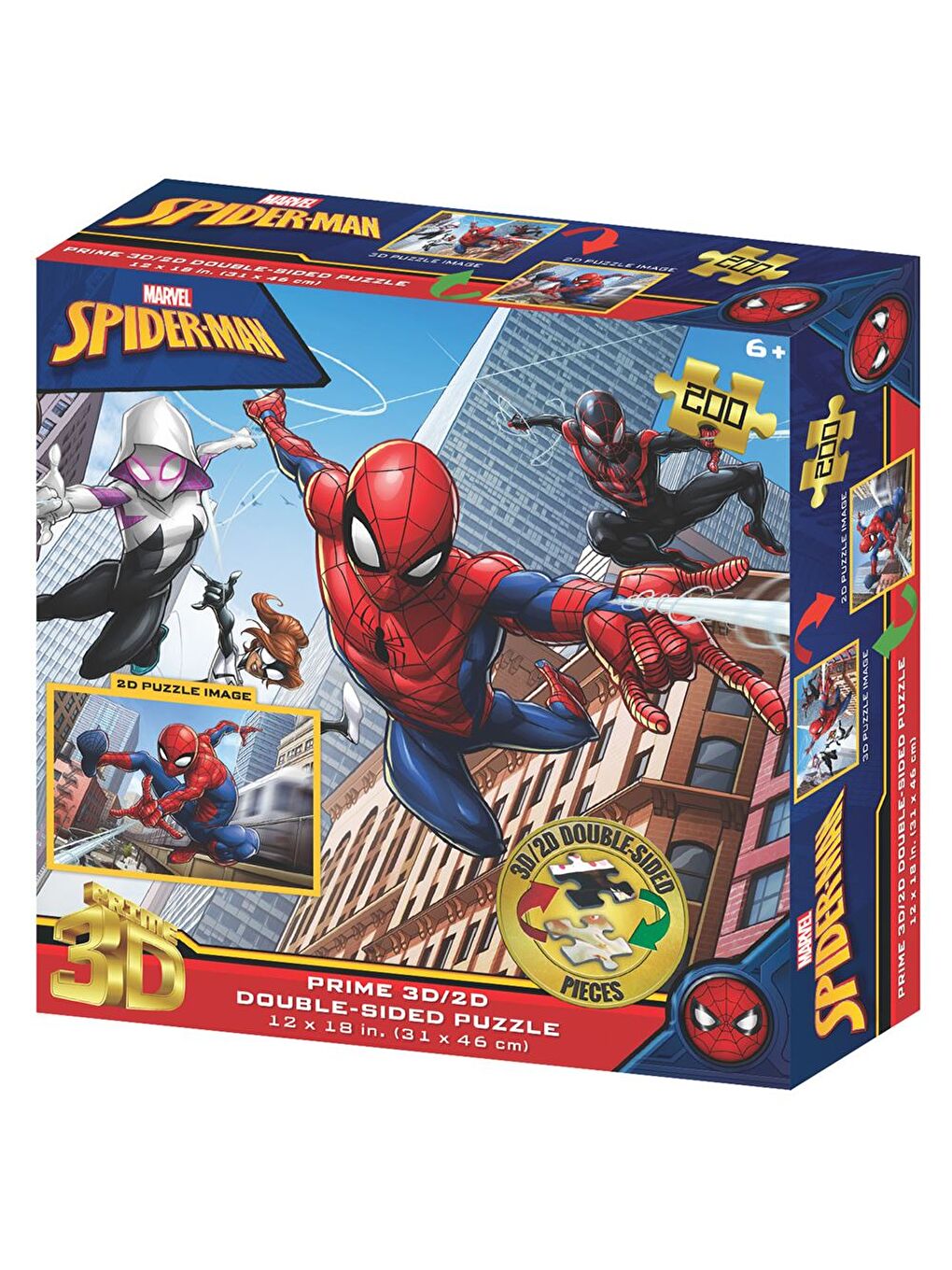 Prime 3D Marvel Spider-Man Çift Taraflı Puzzle 200 Parça 37534