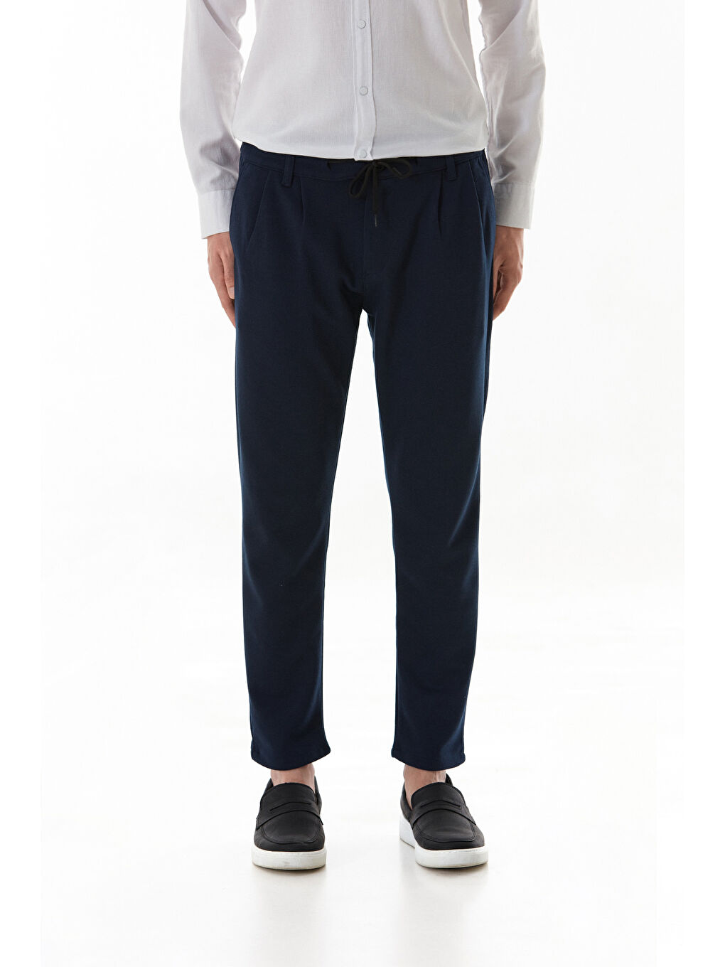 Lacivert Beli Bağlamalı Jogger Pantolon-4