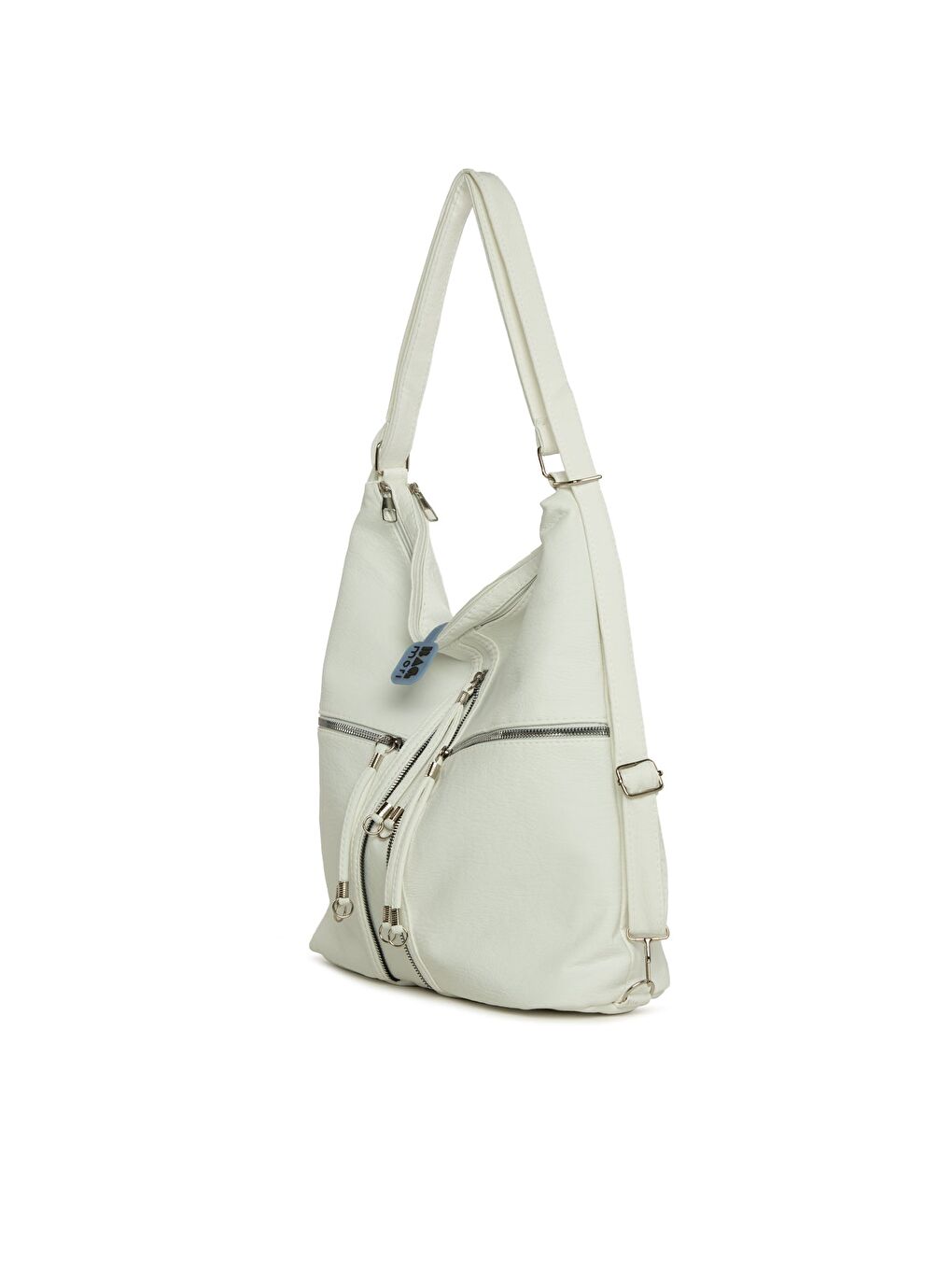 Beyaz Yumuşak Dokulu Elcik Detaylı Askılı ve Sırt Salaş Çanta-1