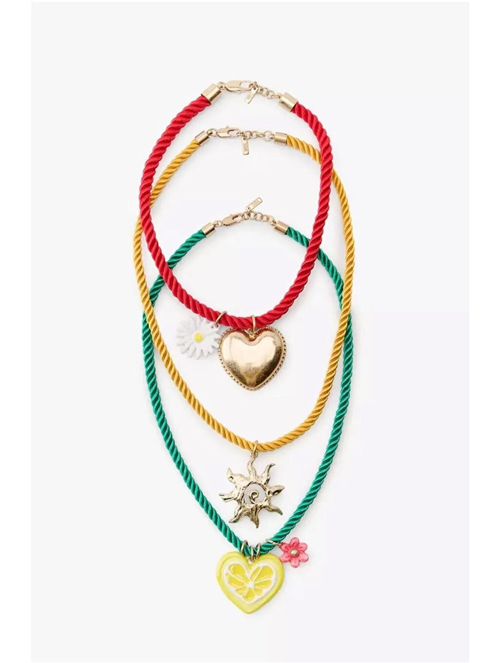 Karışık Renkli 3'lü Halat Deniz Charmlı Kolye