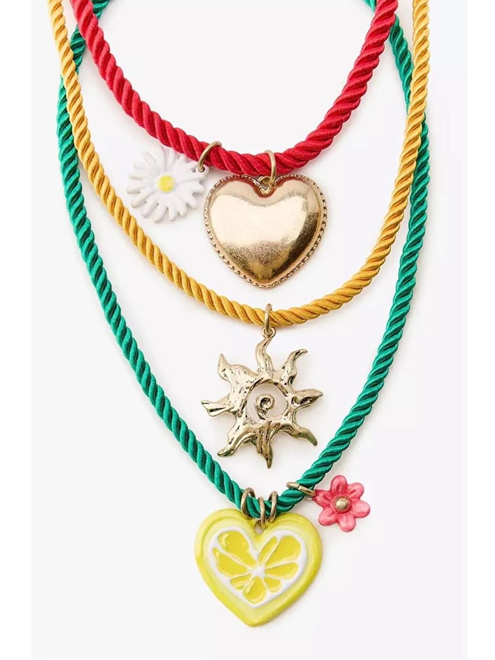 Karışık Renkli 3'lü Halat Deniz Charmlı Kolye-1