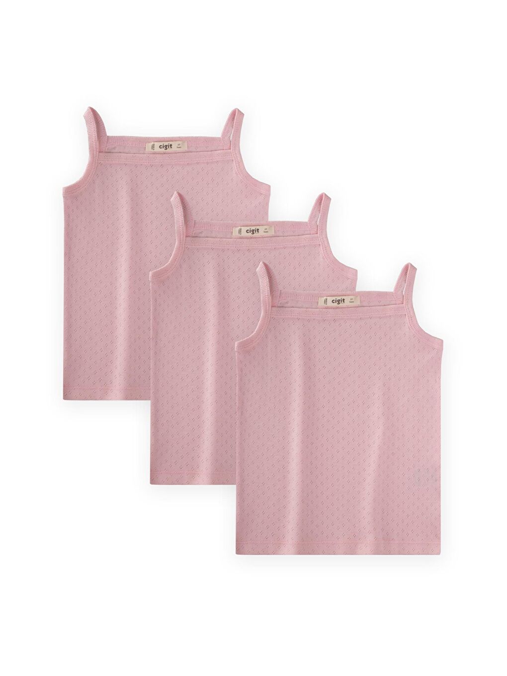 Pembe Üçlü İp Askılı Klimalı Atlet 2-9 Yaş Pudra