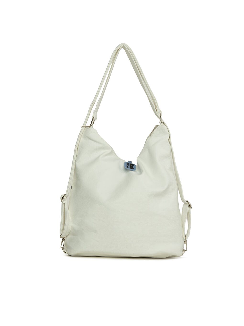 Beyaz Yumuşak Dokulu Elcik Detaylı Askılı ve Sırt Salaş Çanta-2