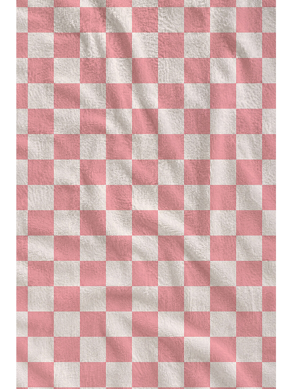 Retro Pembe Beyaz Damalı Kareli Bordürlü Desenli 70x150 Plaj Havlusu - Dijital Baskılı Banyo Havlusu-2