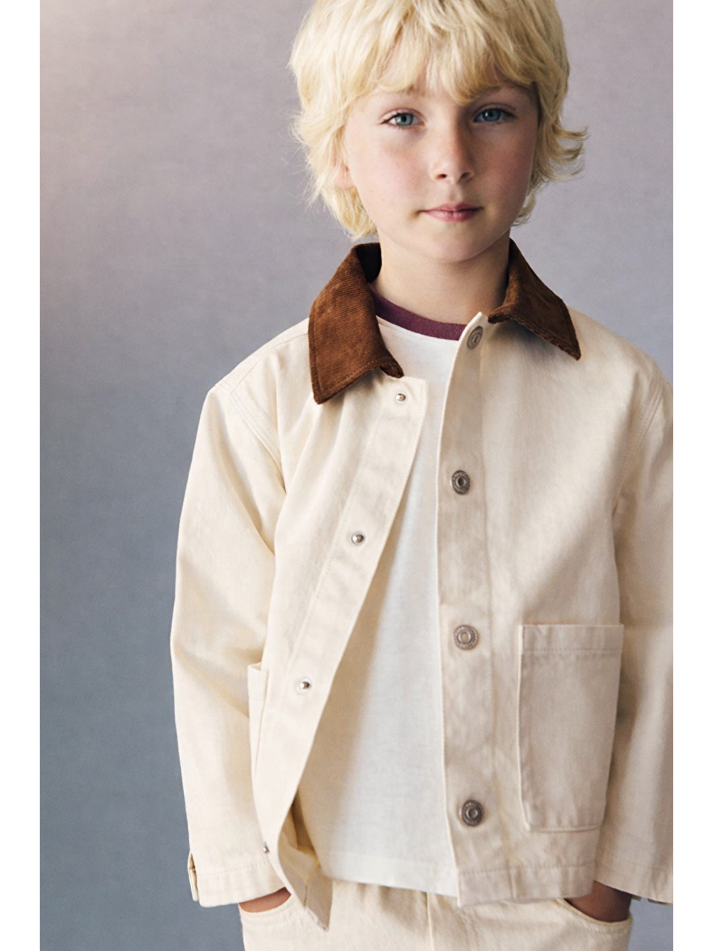 Erkek Çocuk Pamuklu Ekru Ceketli 3 Parça Takım-1