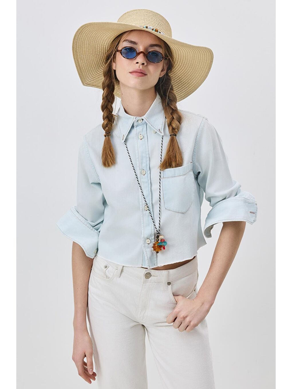 Geniş Kenar Hasır Plaj Şapkası Y25730-13 Bej