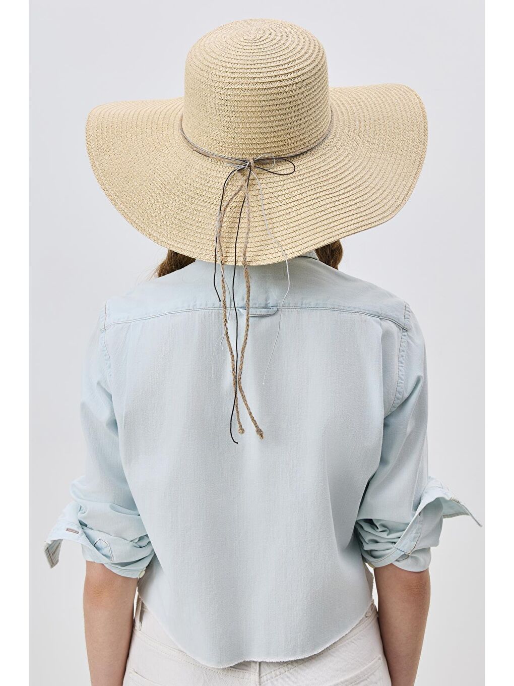 Geniş Kenar Hasır Plaj Şapkası Y25730-13 Bej-2