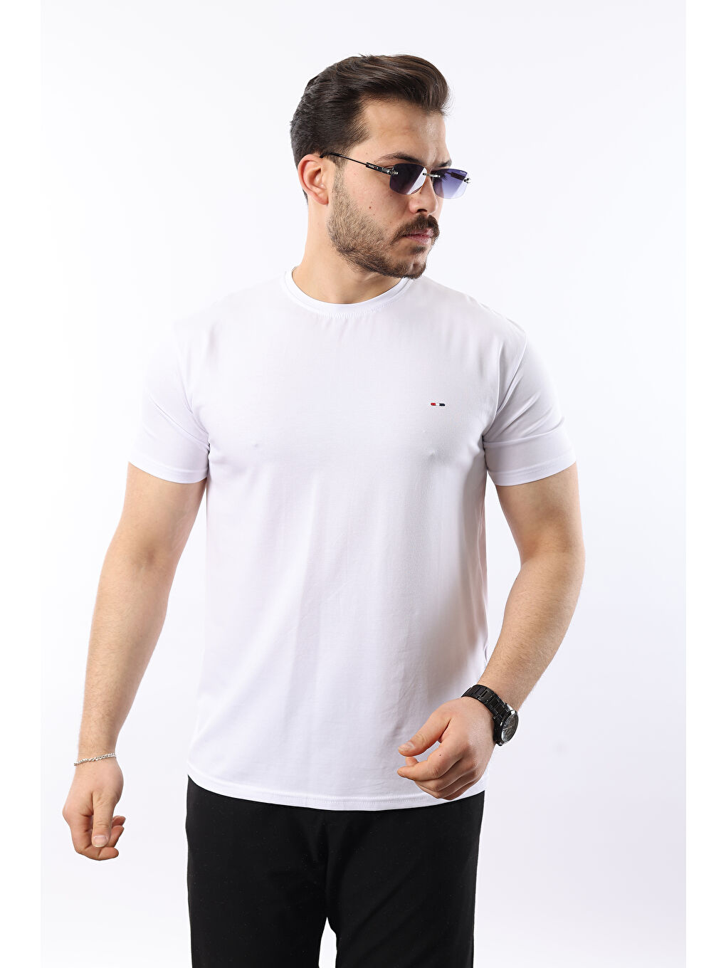 Beyaz Erkek Slim Fit T-Shirt
