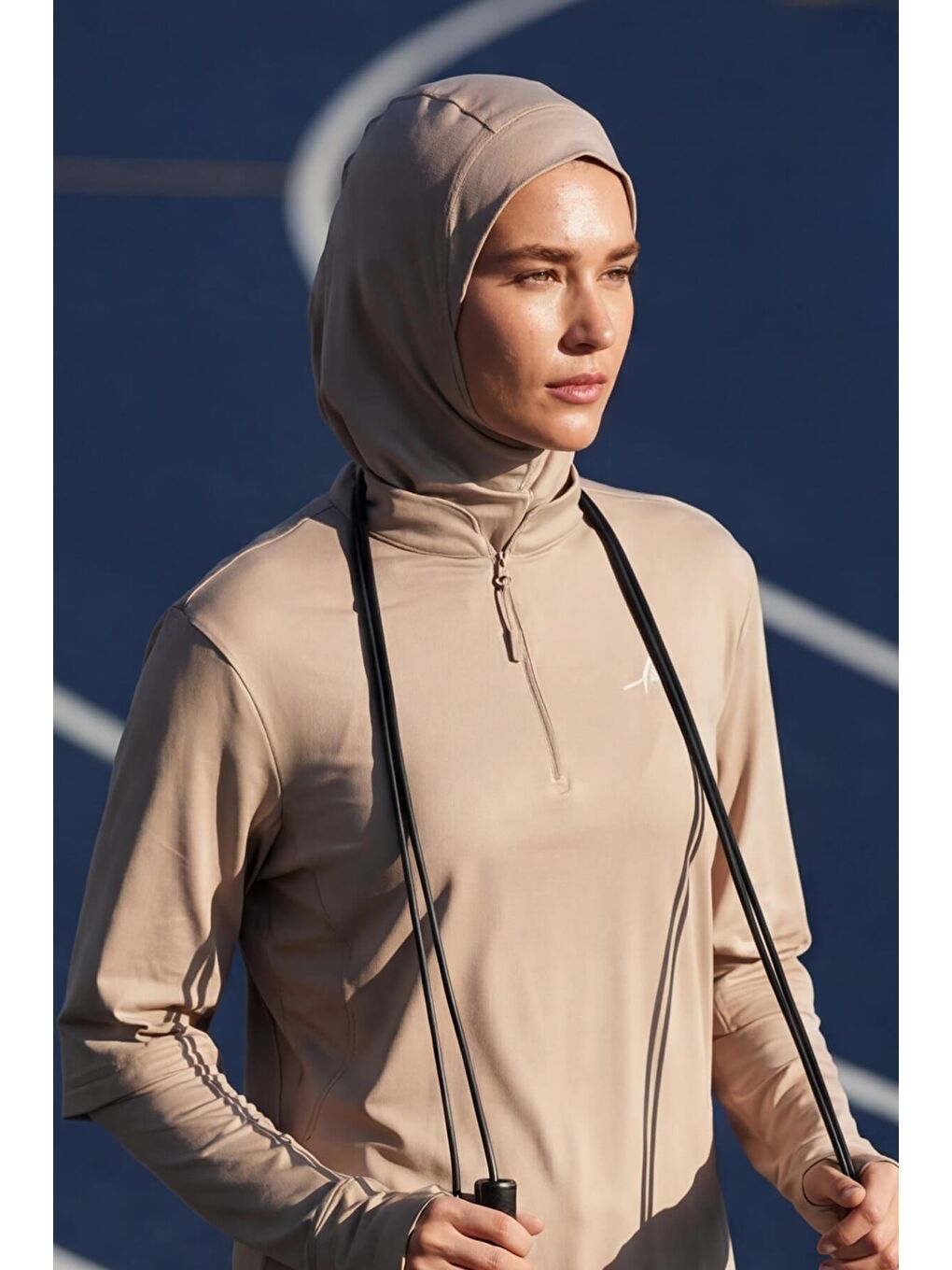 Bej Active Tesettür Spor Antrenman Bonesi Act-27 Vizon Renk-1