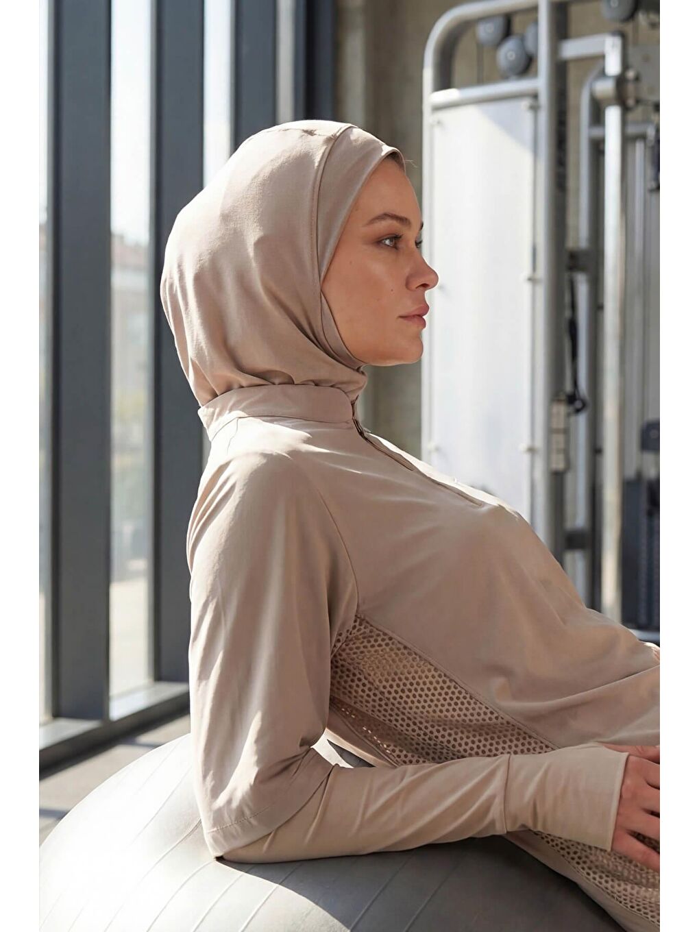 Bej Active Tesettür Spor Antrenman Bonesi Act-27 Vizon Renk-2