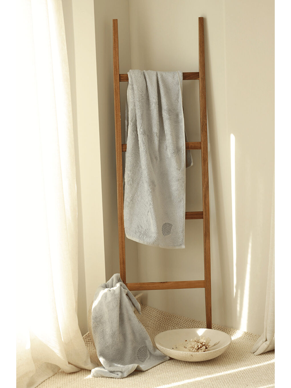Sedef Bambu Nakışlı El Havlusu 50x90 cm Gri-3