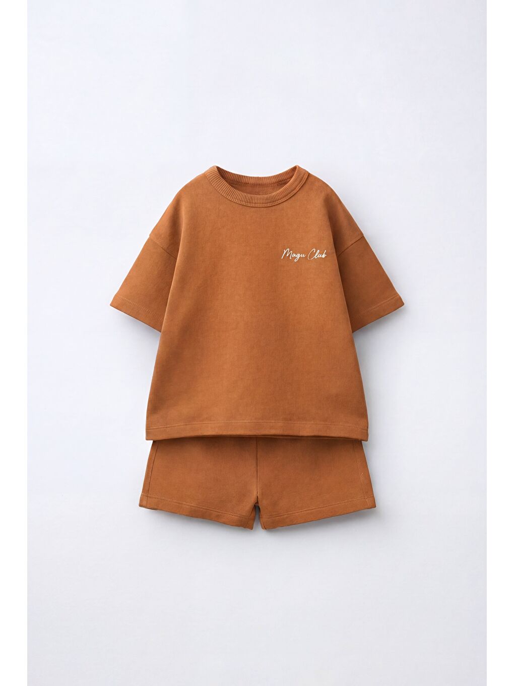 Karışık Unisex Çocuk Pamuklu Taba Club T-Shirt Şort Takım