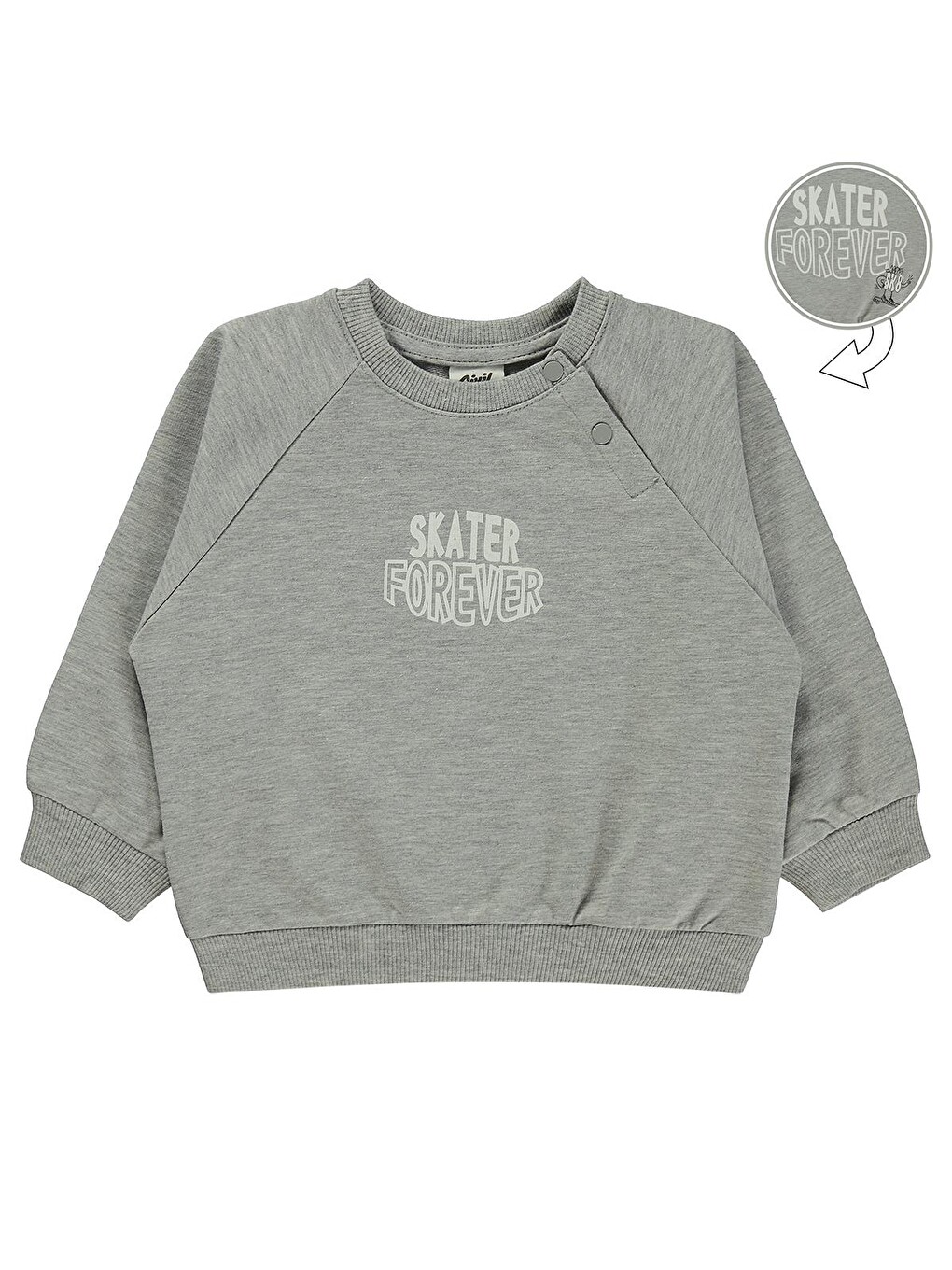 Baby Skater Forever Baskılı 6-18 Ay Sweatshirt - Gri