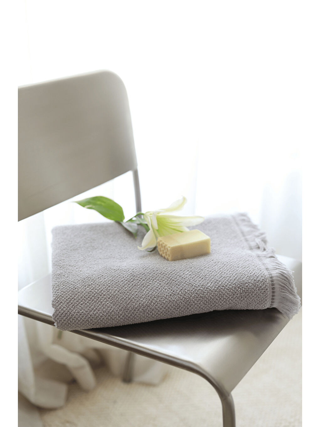 Travertine %100 Pamuk Yüz Havlusu 50x90 Gri