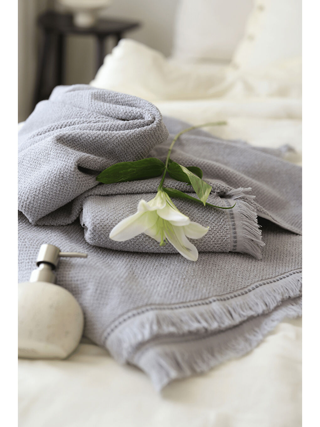 Travertine %100 Pamuk Yüz Havlusu 50x90 Gri-1