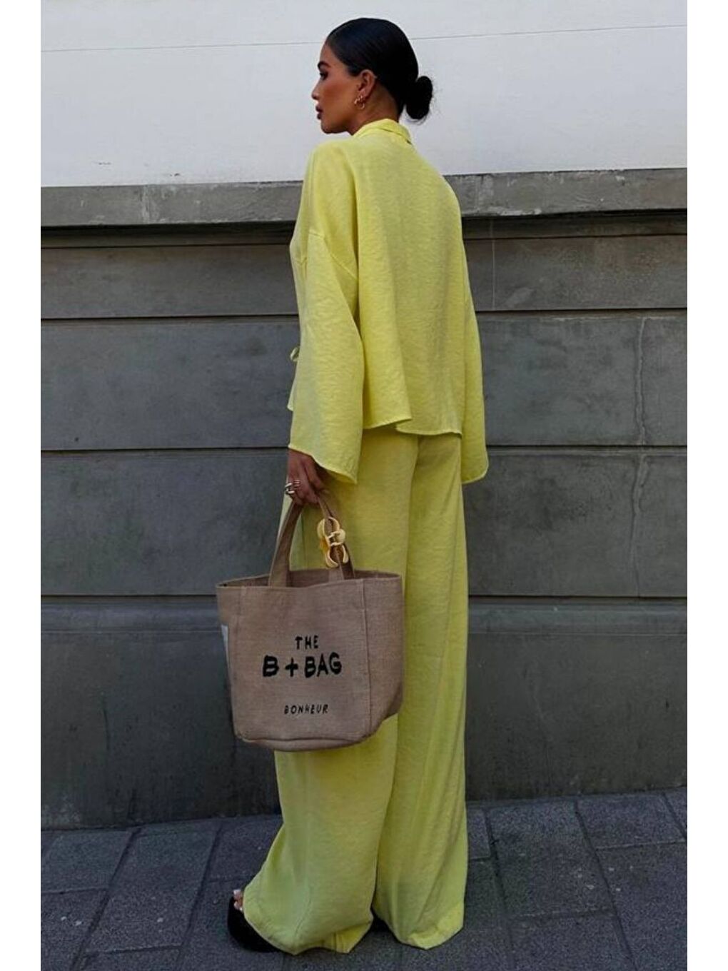 Sarı Fiyonk Bağlamalı Dokuma Milano Kumaş Takım-1