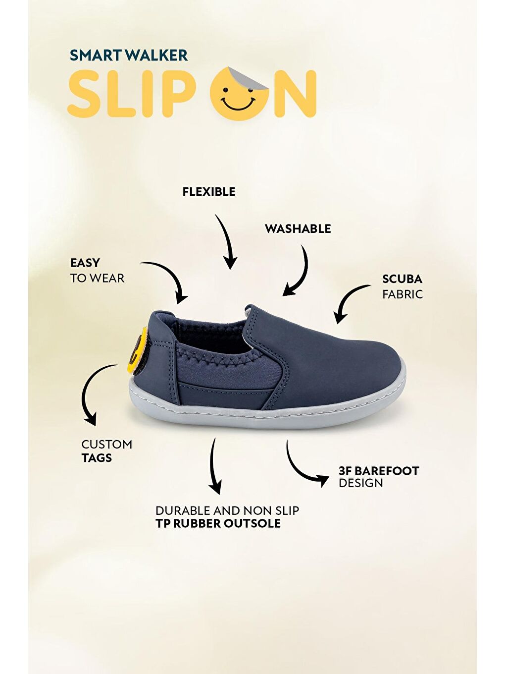 Smart Walker Slip-On #Tags Süper Mat Lacivert Barefoot Işıklı Çocuk Ayakkabı-2