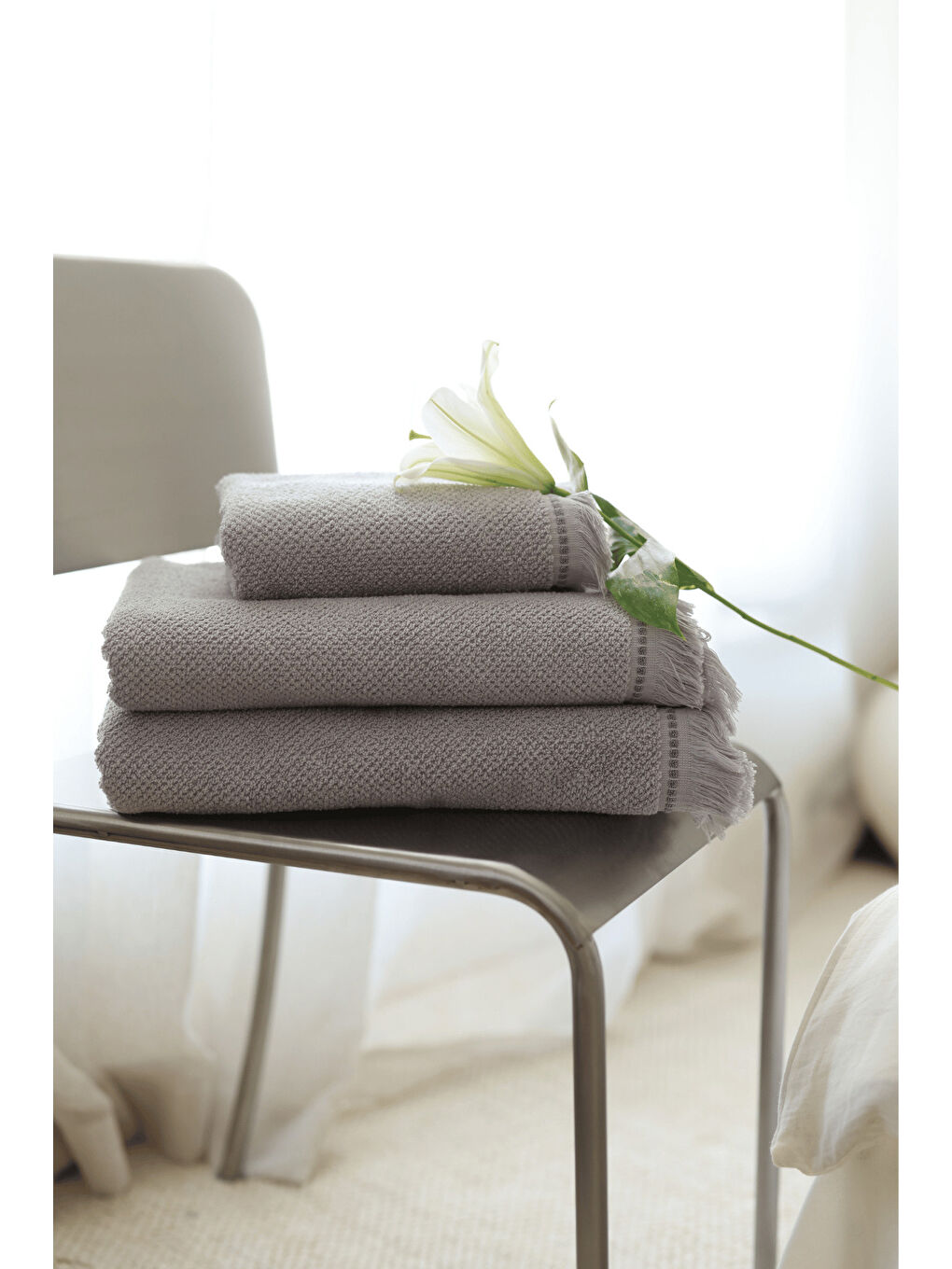 Travertine %100 Pamuk Yüz Havlusu 50x90 Gri-2