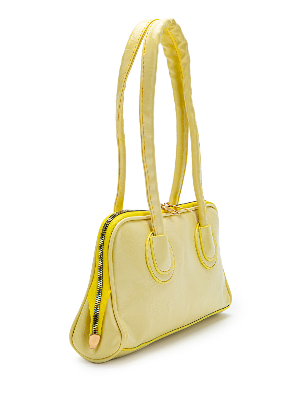 Suni Deri Baget Henna Limon Sarısı Kadın Kol Çanta-1