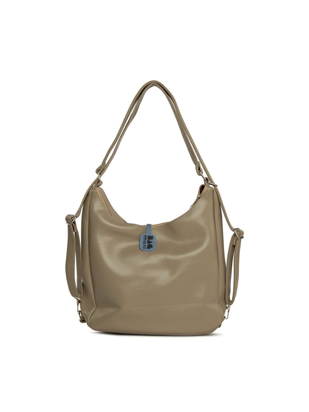 Bej Çift Fermuarlı Salaş Askılı ve Sırt Çantası-2