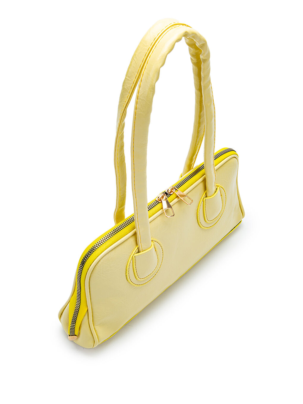Suni Deri Baget Henna Limon Sarısı Kadın Kol Çanta-3