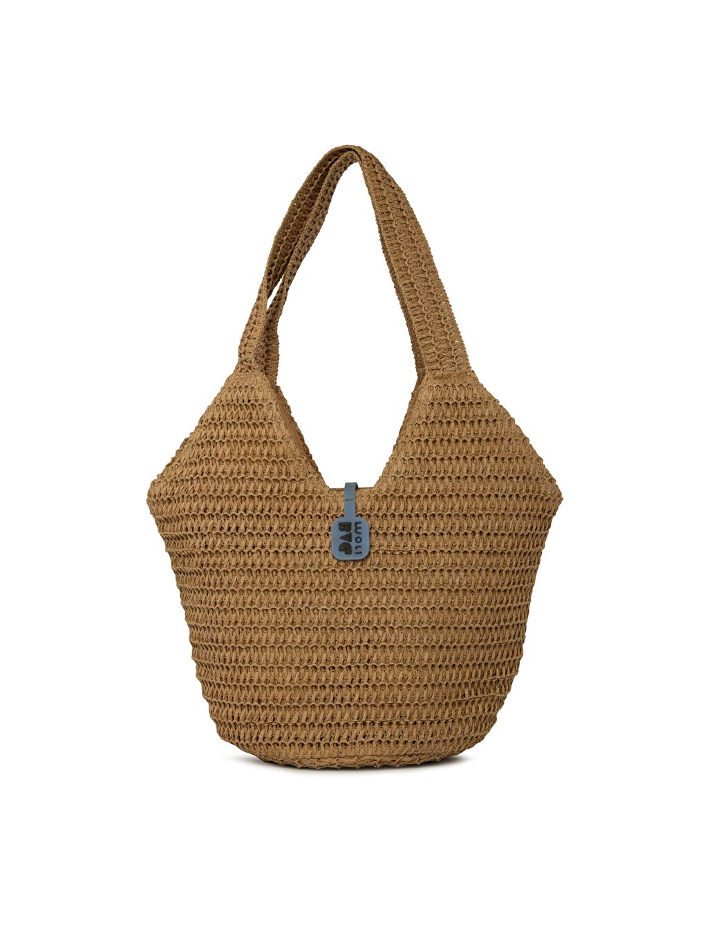 Bej Oval Kova Hasır Tote Çanta-2