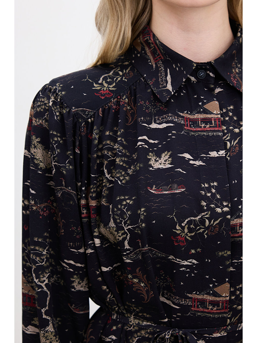 Antrasit Kuşaklı Retro Tarz Gömlek Osaka-4