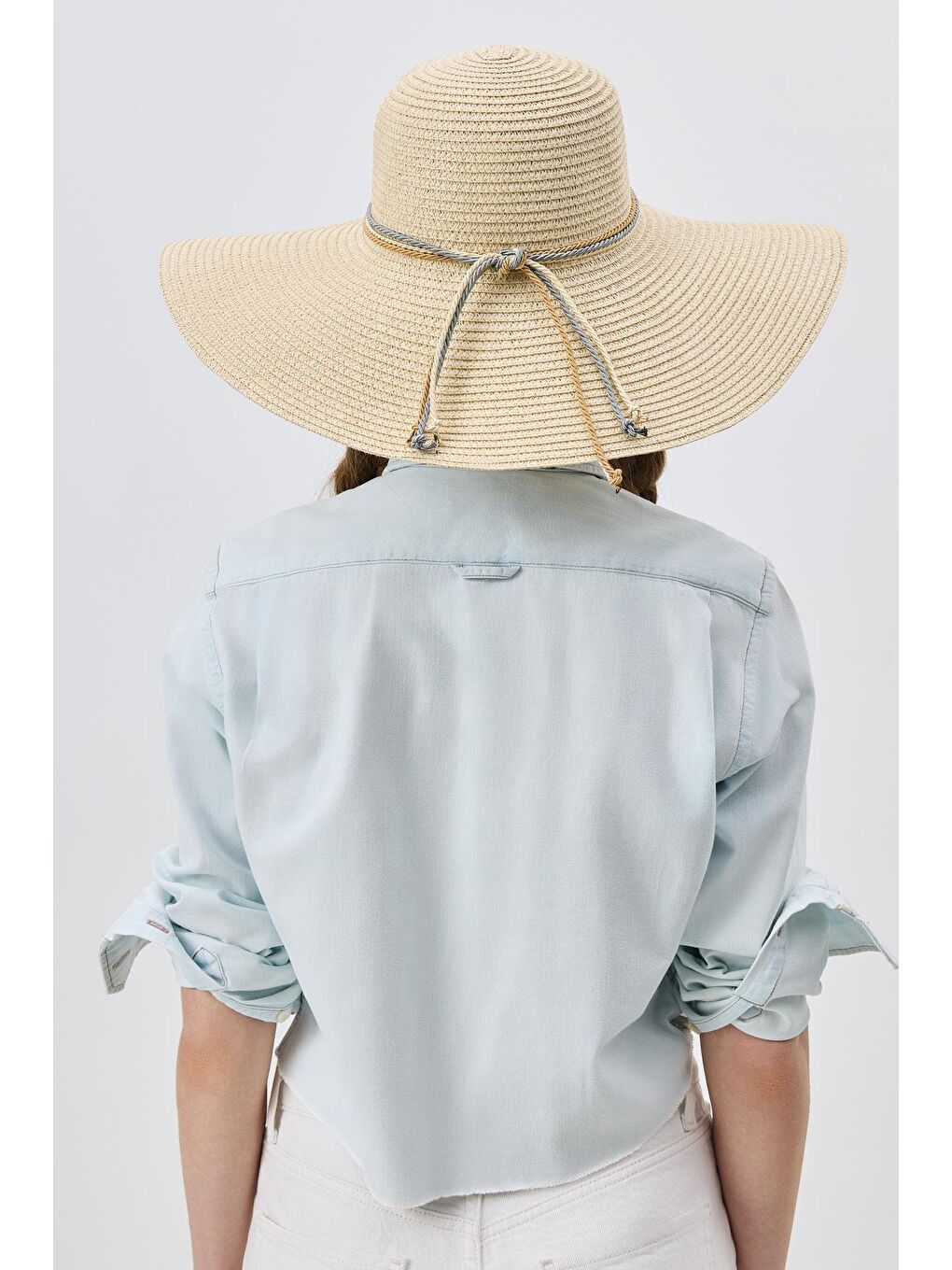 Geniş Kenar Hasır Plaj Şapkası Y25730-14 Bej-2