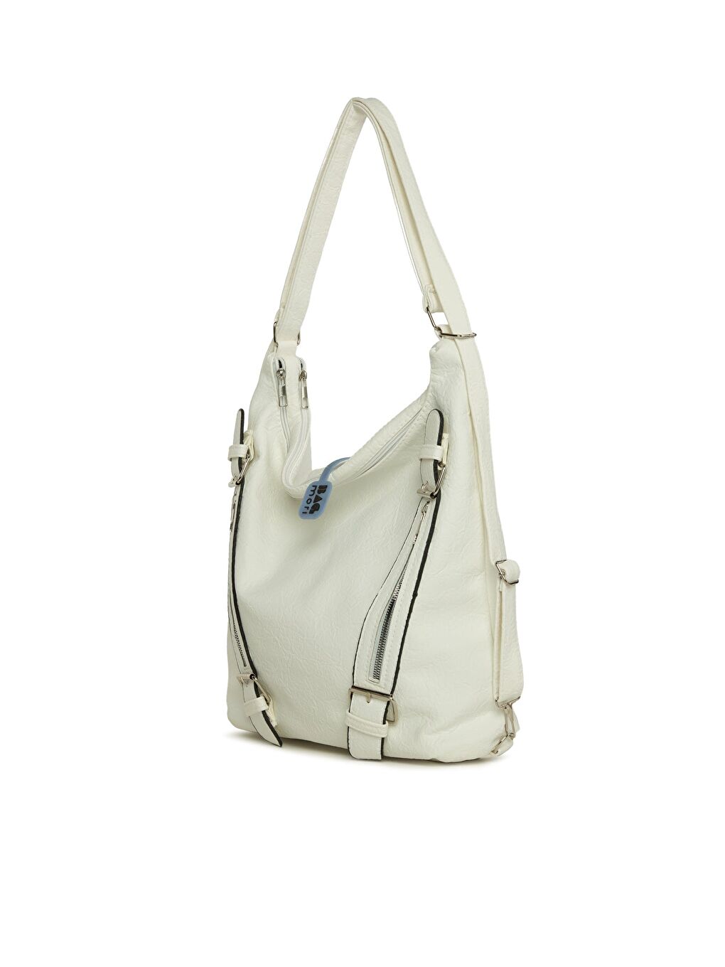 Beyaz Yumuşak Dokulu Kemer Detaylı Askılı ve Sırt Salaş Çanta-1