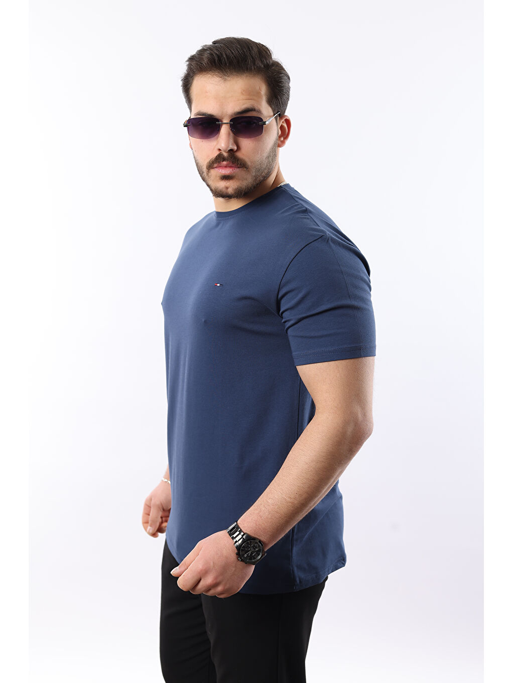 Lacivert Erkek Slim Fit T-Shirt-2