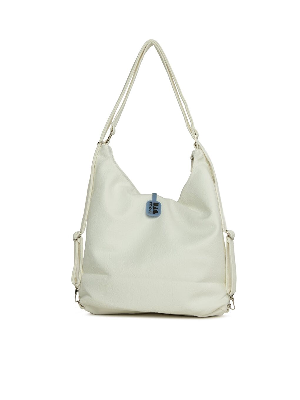 Beyaz Yumuşak Dokulu Kemer Detaylı Askılı ve Sırt Salaş Çanta-2