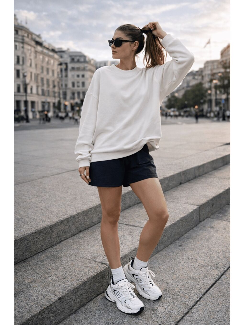 Beyaz SHİFT Kadın Kalın Taban Bağcıklı Günlük Sneaker Spor Ayakkabı-1