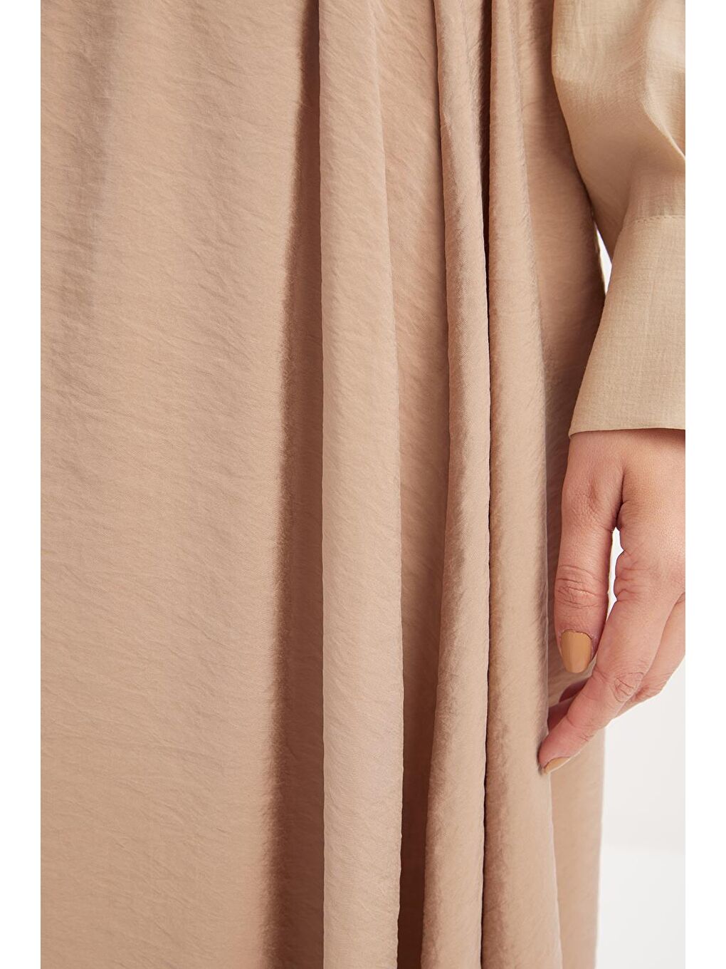 Bej Vizon-Lastikli Basic Etek-4