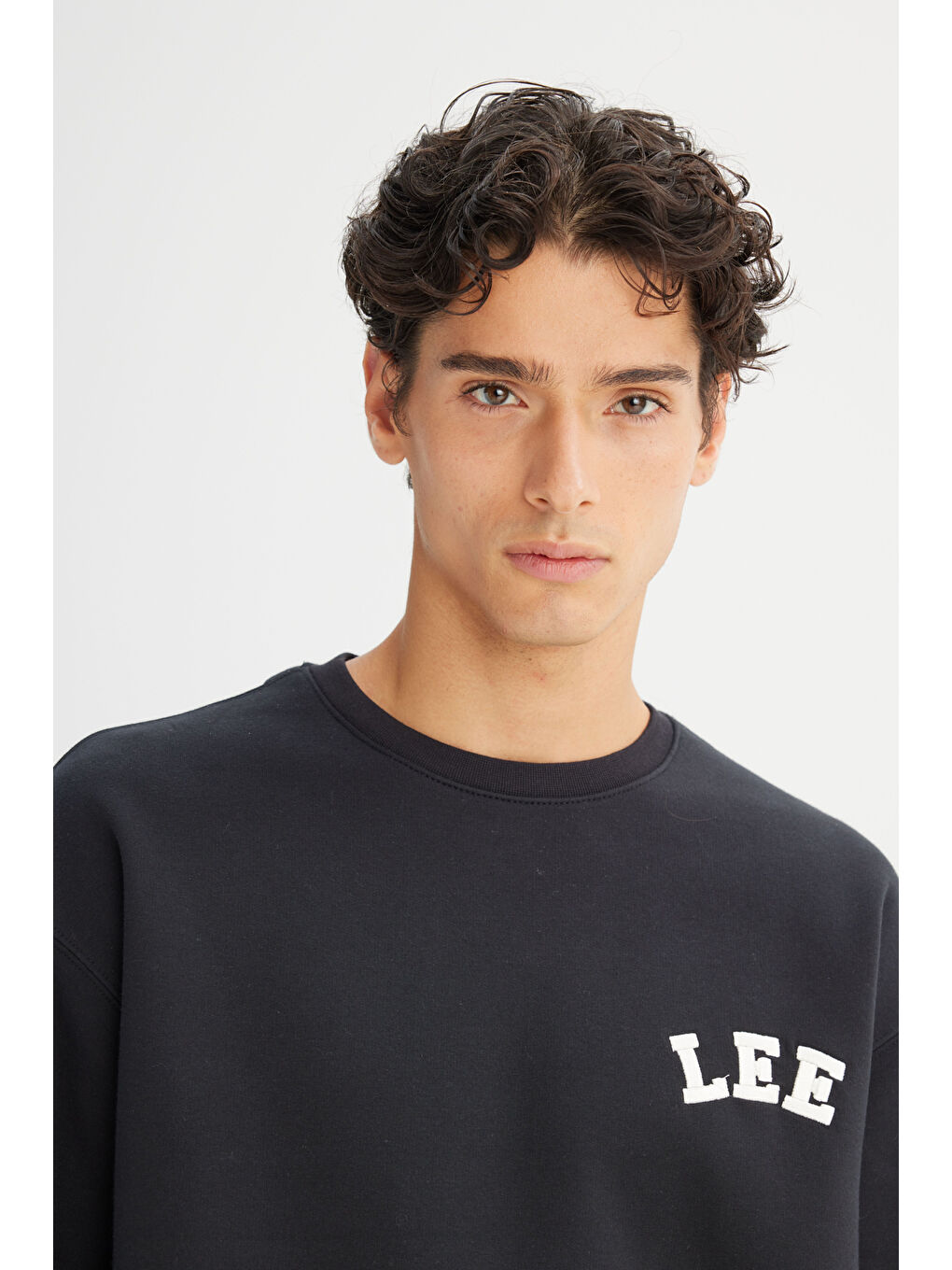 Siyah Pamuklu Relaxed Fit Bisiklet Yaka Logo Detaylı Sweatshirt-3