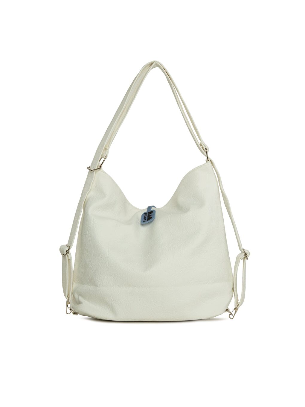 Beyaz Yumuşak Dokulu Çift Çapraz Fermuarlı Askılı ve Sırt Salaş Çanta-2