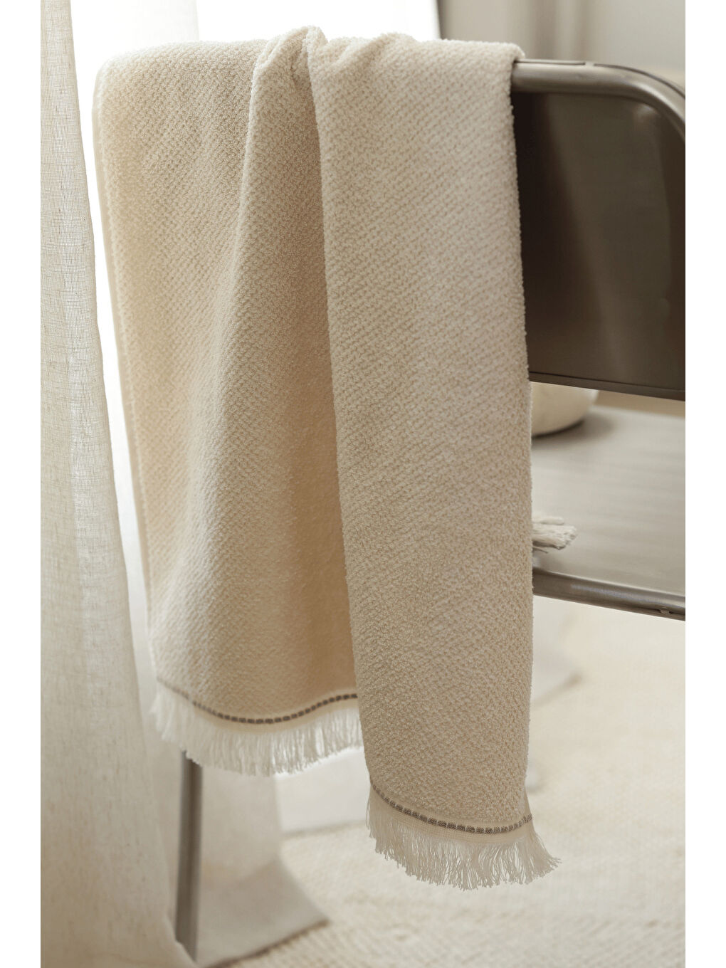 Travertine %100 Pamuk Yüz Havlusu 50x90 Açık Bej-1