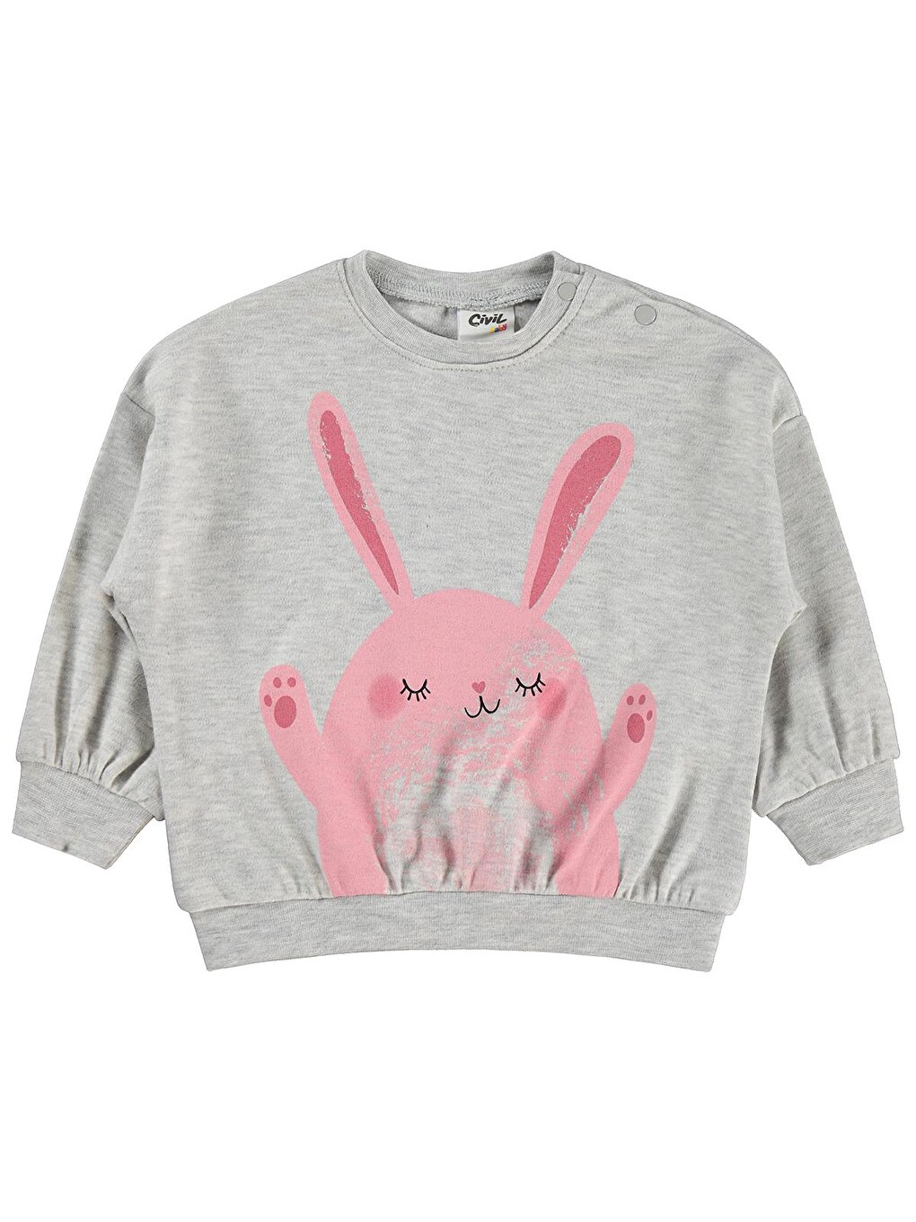 Beyaz Baby Tavşan Baskılı 3-18 Ay Sweatshirt - Gri