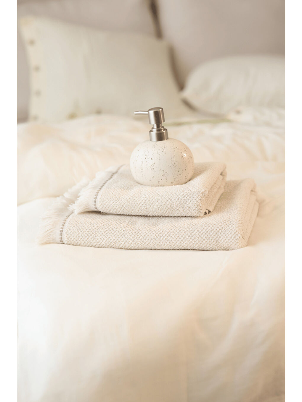 Travertine %100 Pamuk Yüz Havlusu 50x90 Açık Bej-2